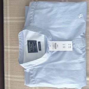 Brand New Abercrombie Collarless Shirt Size XLarge Blue Stripes